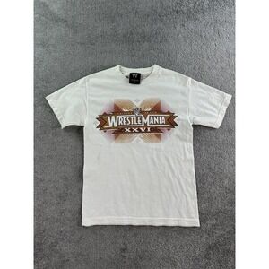 WWE Shirt Men Small White Wrestle Mania XXVI Authentic Graphic Logo Arizona 2010